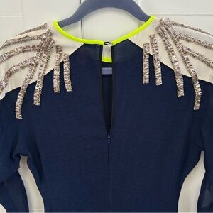 Vionnet Navy and Neon Asymmetrical Dress